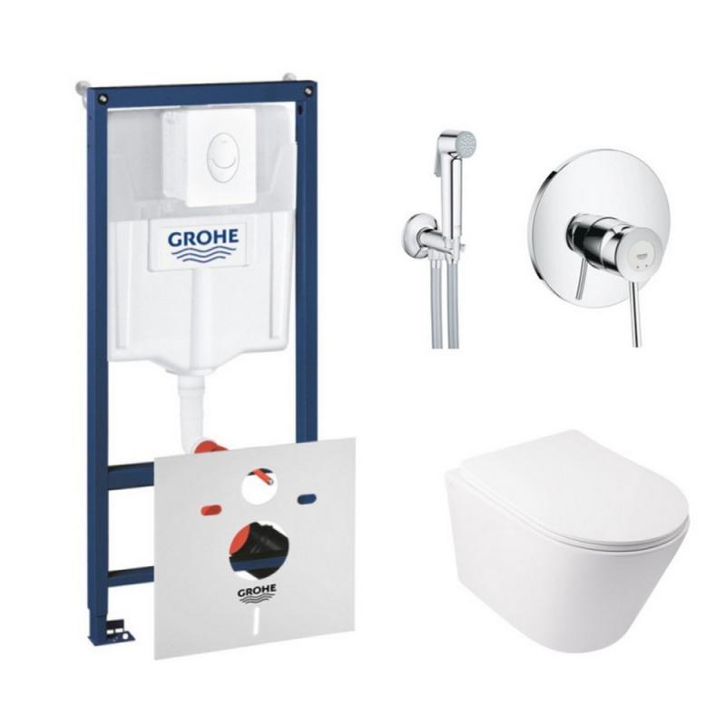 

Комплект інсталяція Grohe Rapid SL 38722001 + унітаз з сидінням Qtap Swan QT16335178W + набір для гігієнічного