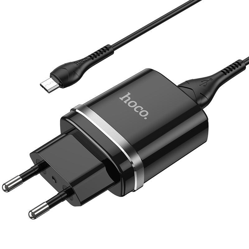 

СЗУ 1USB Hoco N1 Ardent 2.4A + Cable USB-MicroUSB Black, Черный