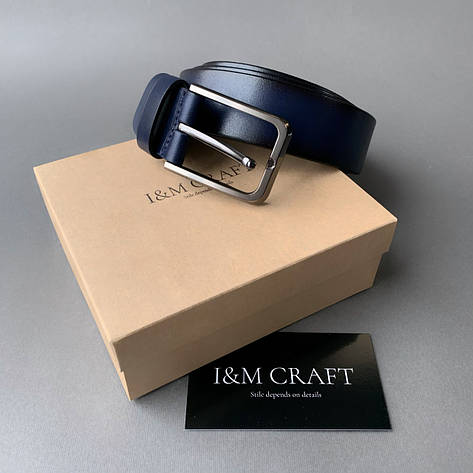 Ремень I&M Craft из натуральной кожи темно-синий (R100157), фото 2