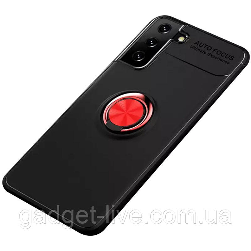 

TPU чехол Deen ColorRing под магнитный держатель (opp) для Samsung Galaxy S21+, Черный / красный