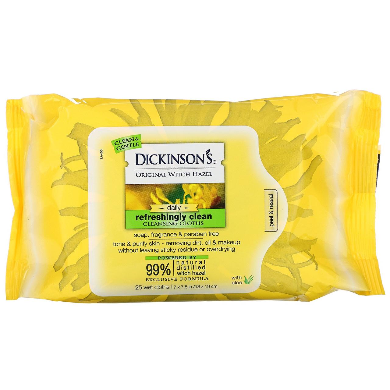 

Dickinson Brands, Original Witch Hazel, Refreshingly Clean, Cleansing Cloths, 25 Wet Cloths