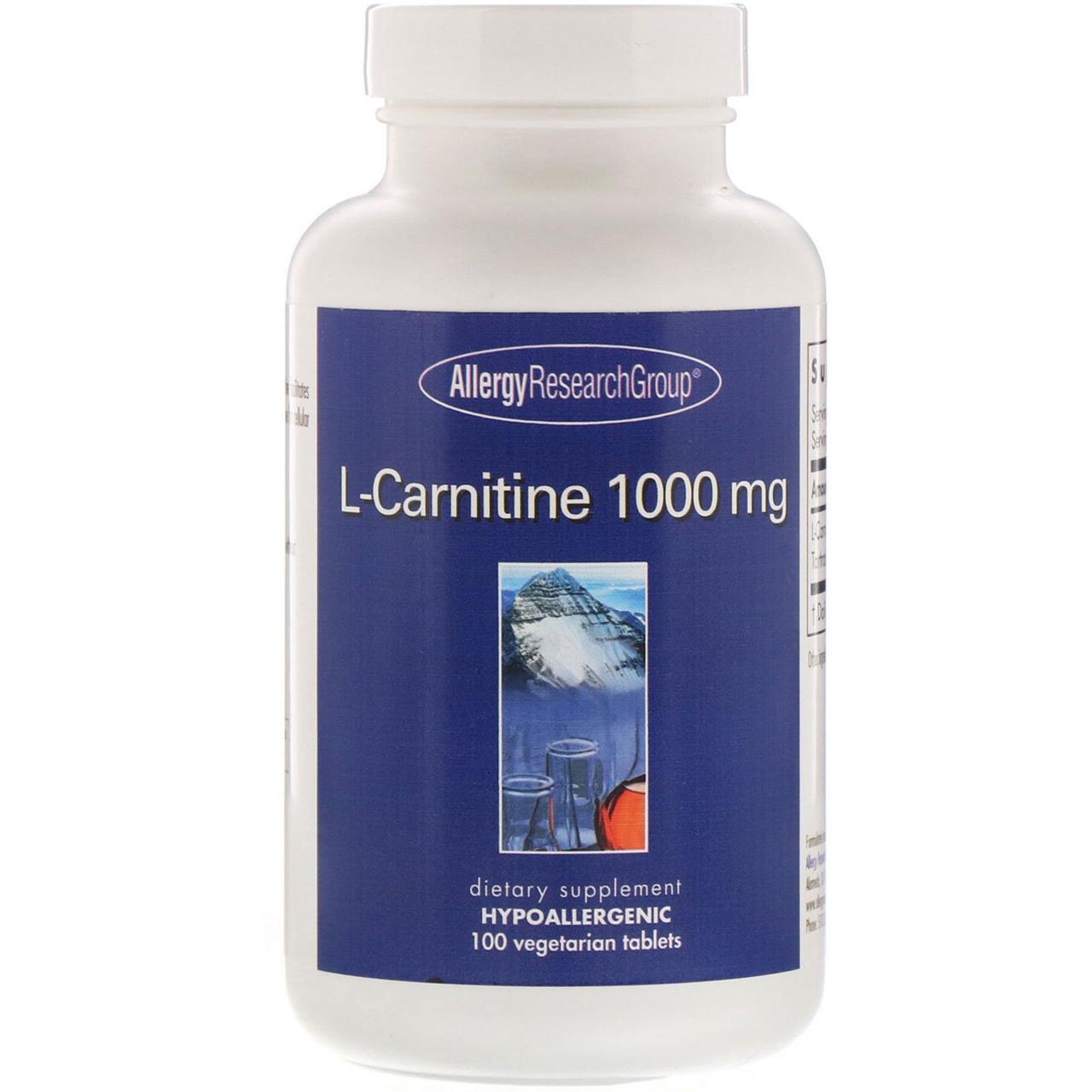 

Allergy Research Group, L-Carnitine, 1,000 mg, 100 Vegetarian Tablets