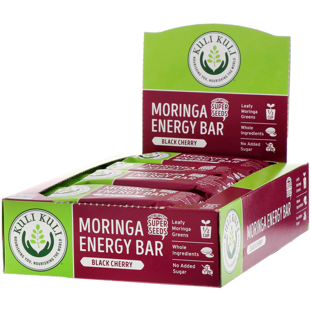 

Kuli Kuli, Moringa Energy Bar, Black Cherry, 12 Bars, 1.6 oz (45 g) Each