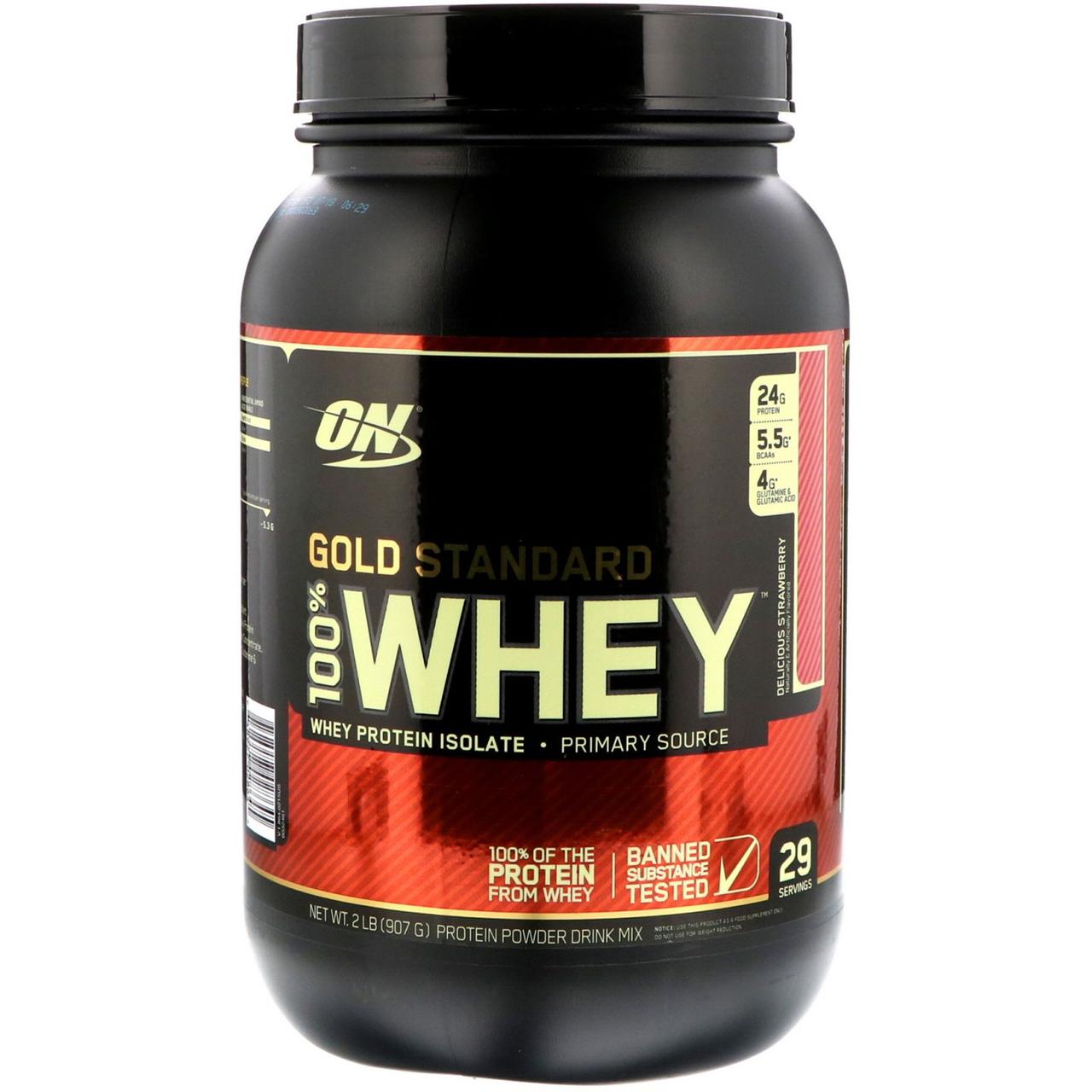 

Optimum Nutrition, Gold Standard 100% Whey, сыворотка со вкусом клубники, 909 г (2 фунта)