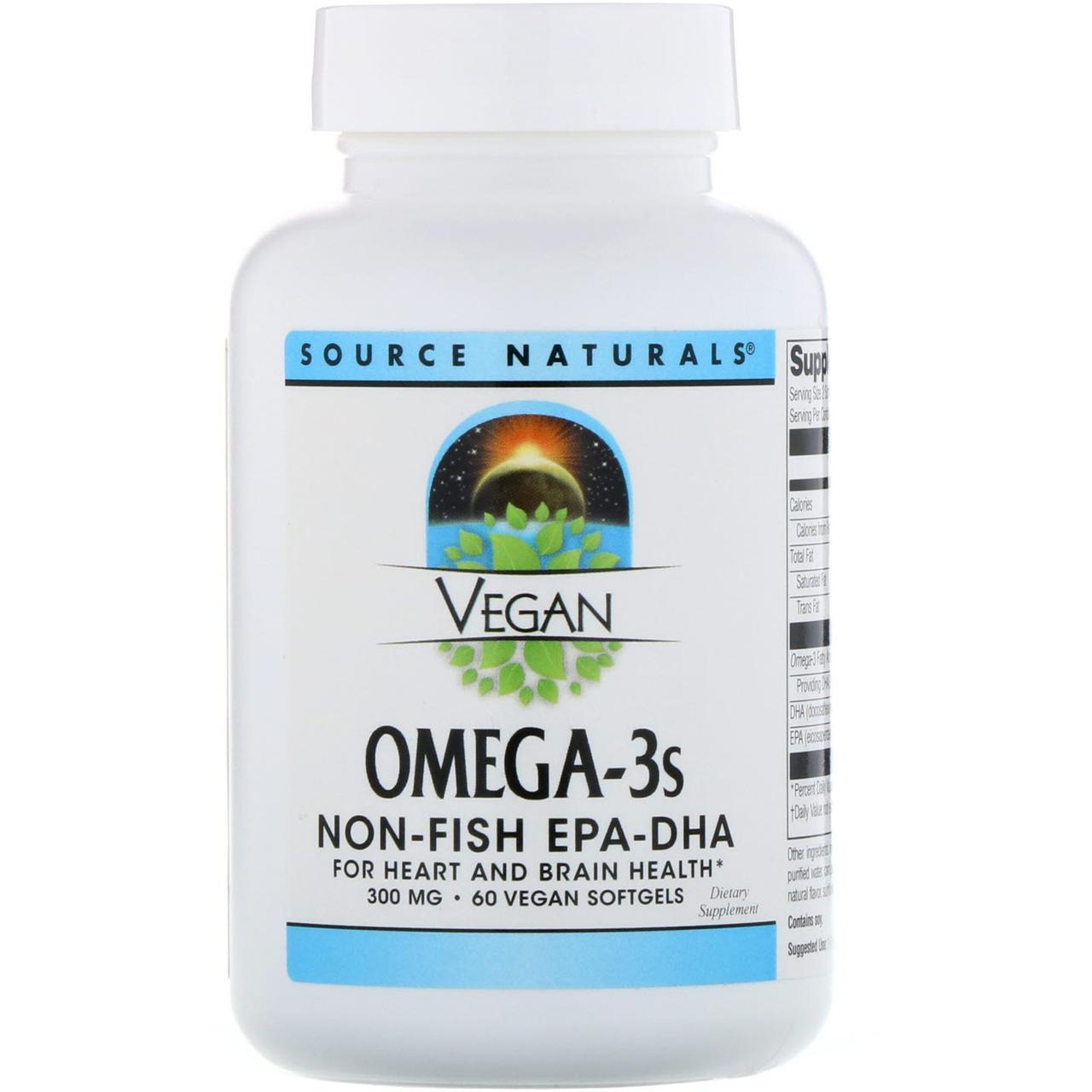 

Source Naturals, Веганская Омега 3S, ЭПК-ДГК, 300 мг, 60 веганских мягких таблеток