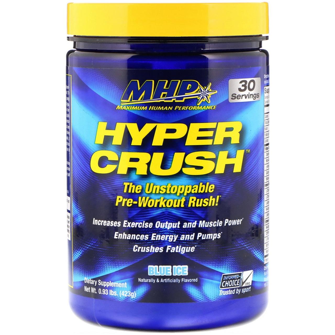 

MHP, Hyper Crush, предтренировочный стимулятор, синий лед, 0,93 ф. (423 г)