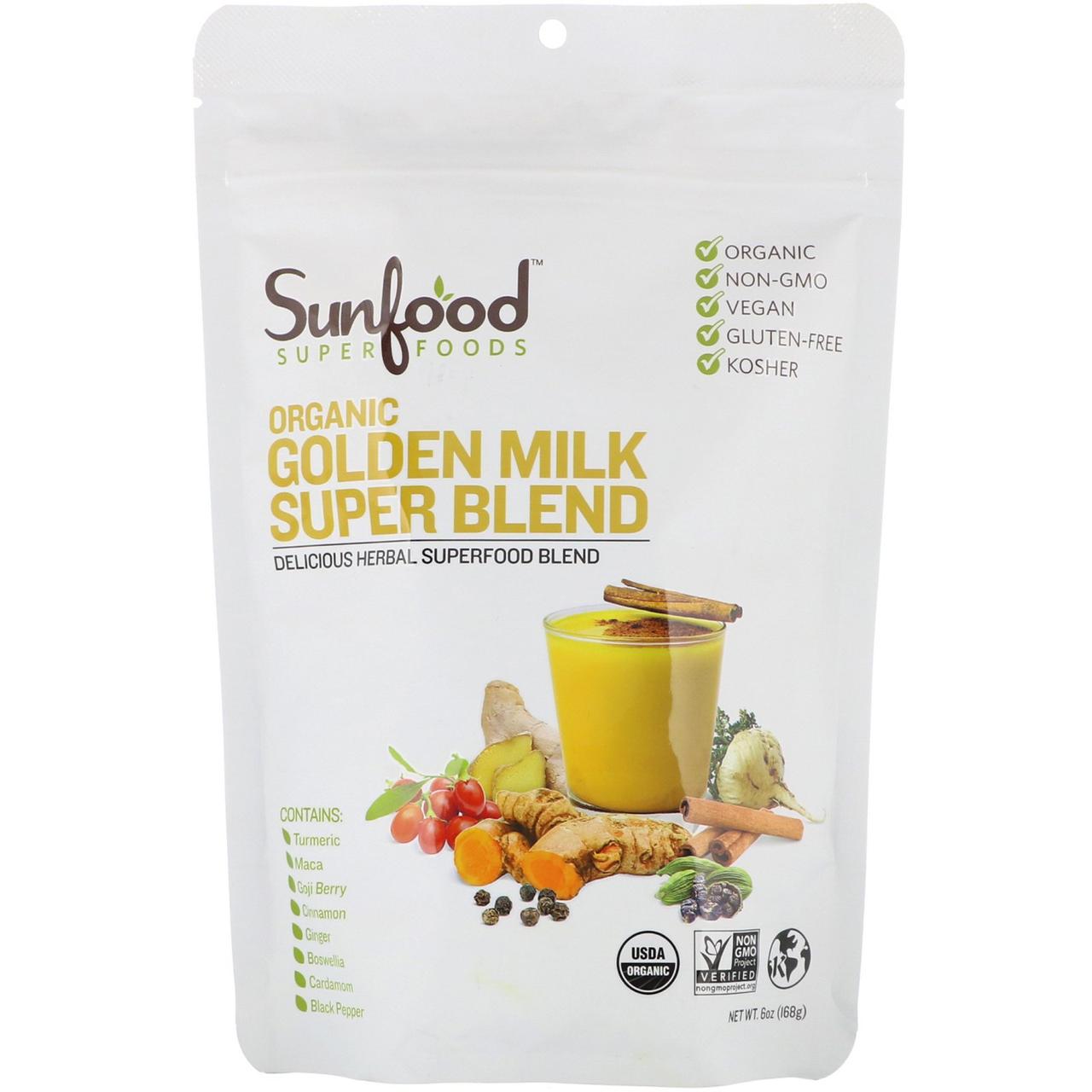 

Sunfood, Organic Golden Milk Super Blend Powder, 6 oz (168 g)