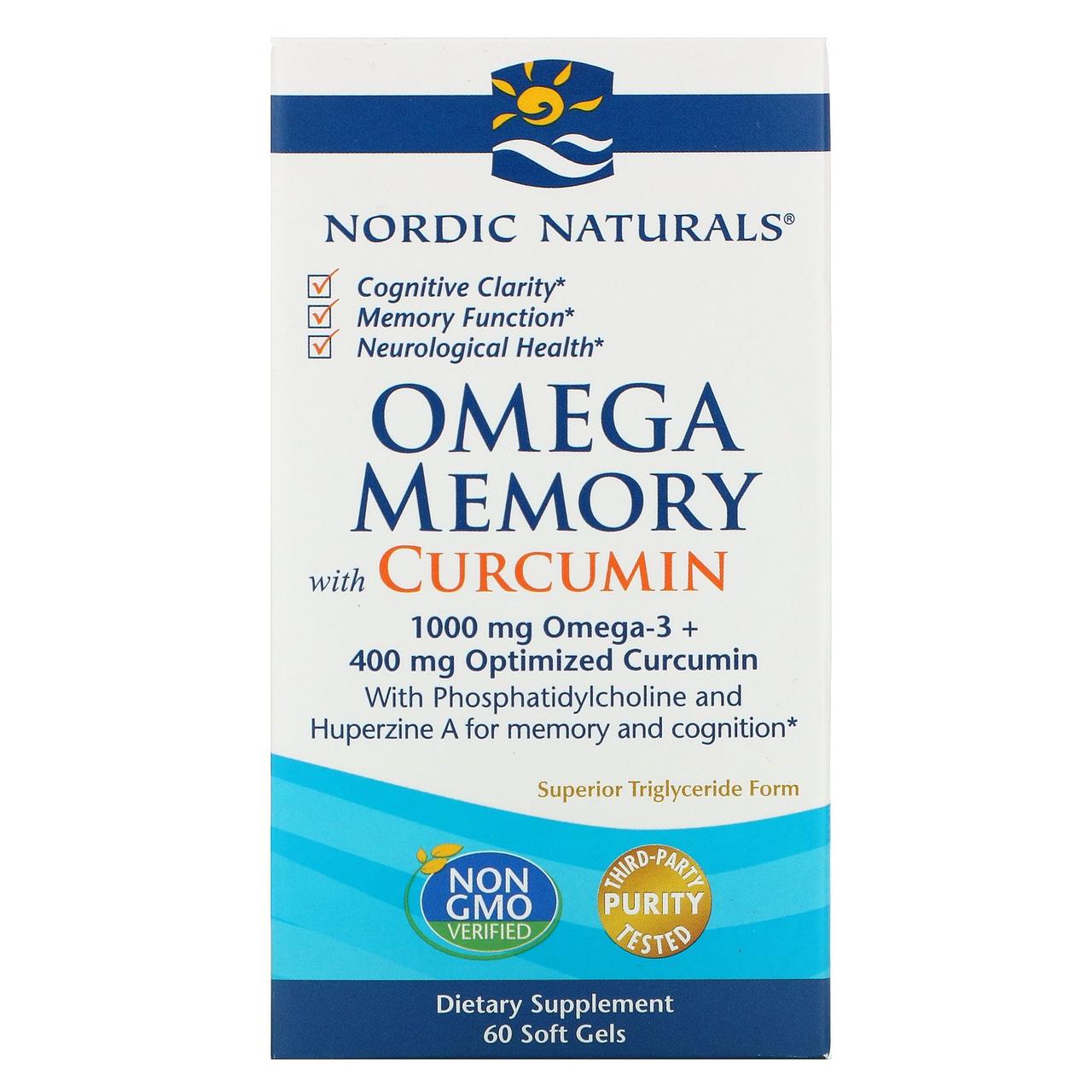 

Nordic Naturals, Omega Memory с куркумином, 1000 мг, 60 мягких желатиновых капсул