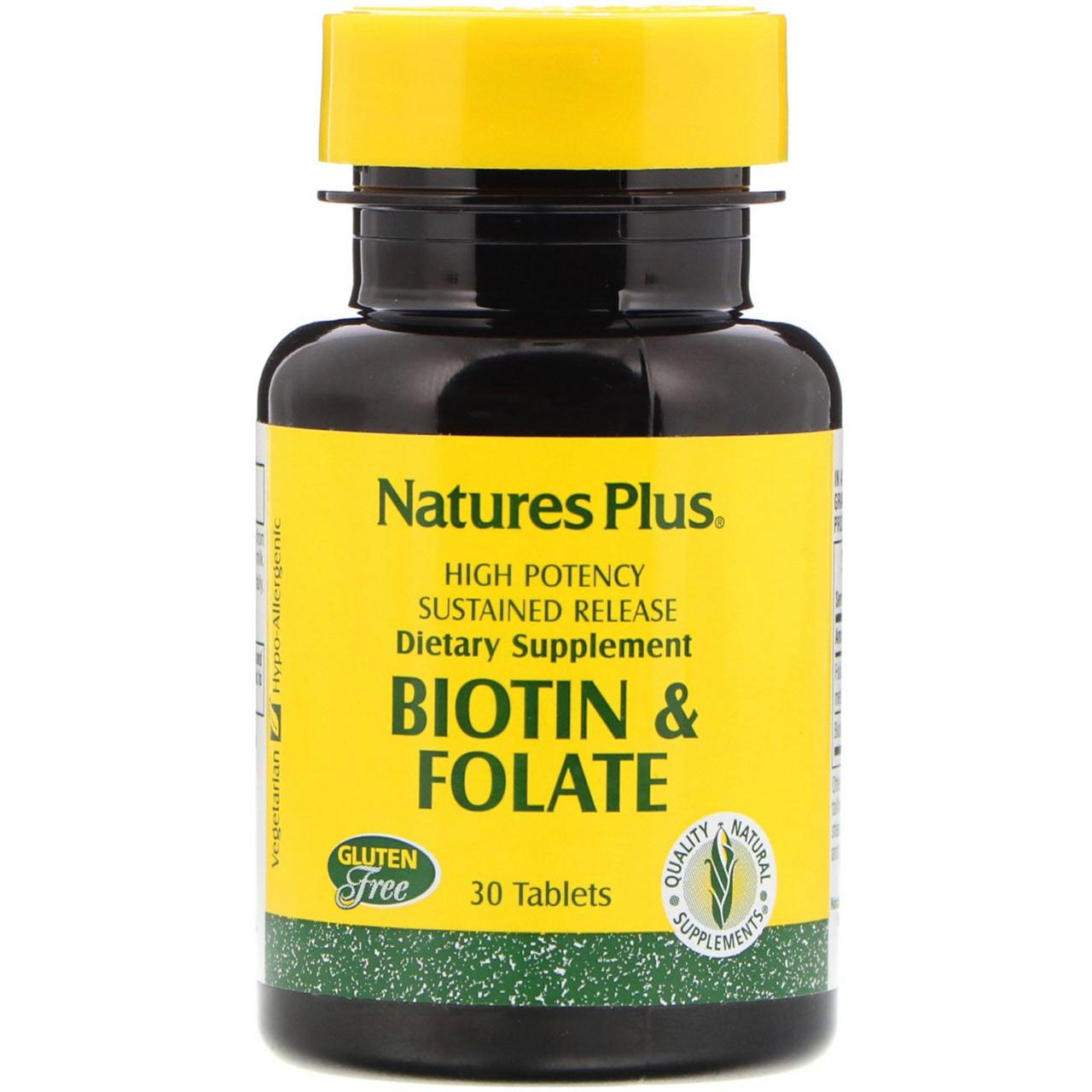 

Nature's Plus, Биотин и фолиевая кислота, 30 таблеток