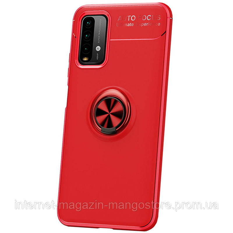 

TPU чехол Deen ColorRing под магнитный держатель (opp) для Xiaomi Redmi Note 9 4G / Redmi 9 Power, Красный / красный