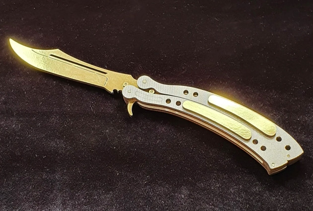 

Деревянный нож Бабочка Balisong, золото, Золотистый
