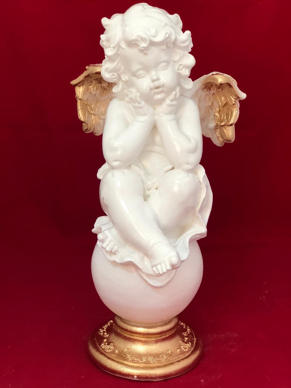 

Фигурка ангела для дома Амур на шаре, золото, 48 см