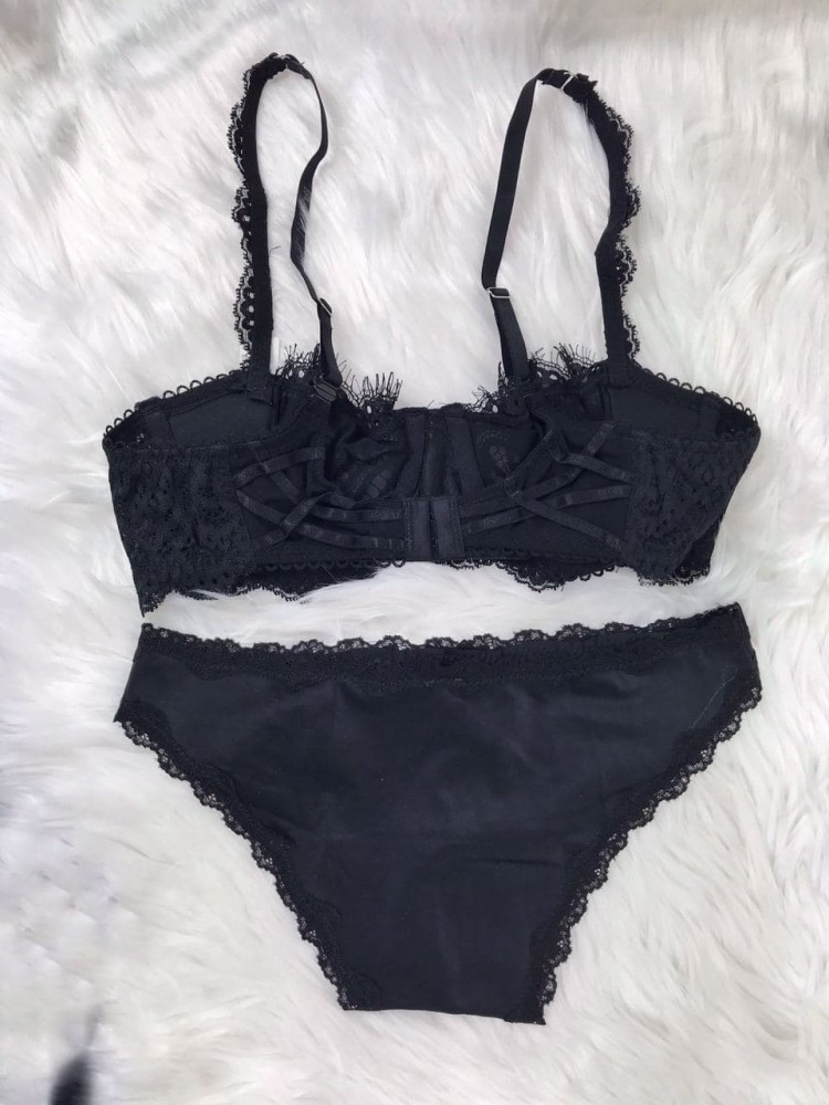 

Комплект женский Victoria’s Secret Model Lace двойка топ+трусики черный