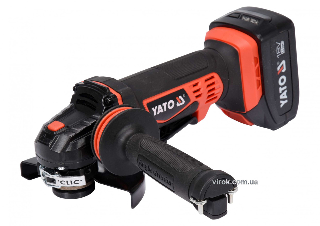 

Шлифмашина угловая аккумуляторная YATO Li-Ion 18 В 3 Ач