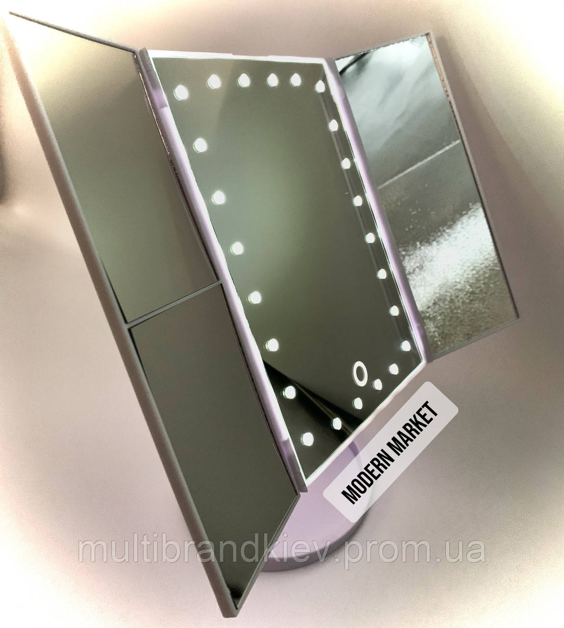 

Белое настольное зеркало для макияжа с LED подсветкой Magic mirror (тройное зеркало с увеличением, Белый