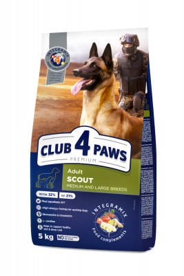 

Клуб 4 Лапы (Club 4 Paws) Premium Medium & Large Breeds Scout для собак крупных средних пород 5 кг