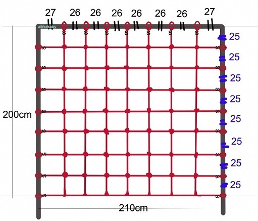 

Сетка для лазанья 2,00 x 2,10 м S-Hook для детских игровых комплексов