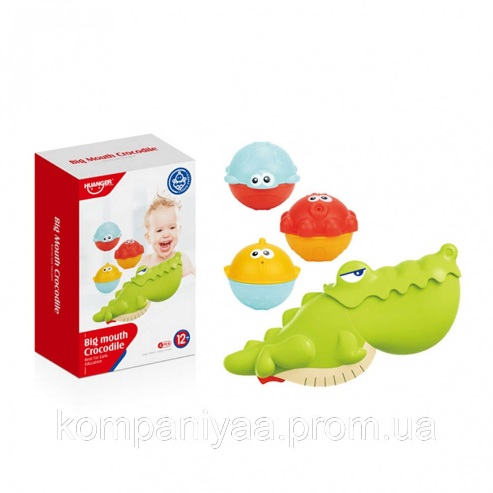 Детский игровой набор для ванной "Крокодил с рыбками" HE0263