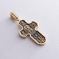 Православный крест "Господь Вседержитель. Икона Божией Матери «Нерушимая Стена" (чернение) п02185