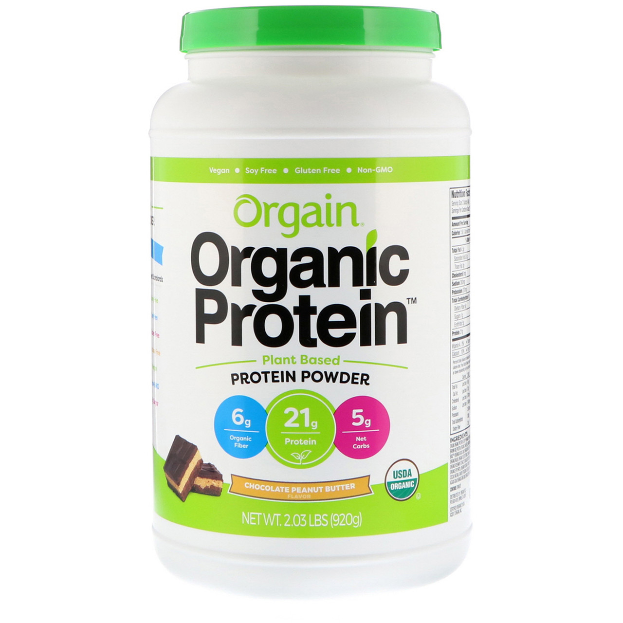 

Orgain, Organic Protein Powder Plant Based, Chocolate Peanut Butter, 2.03 lb (920 g)