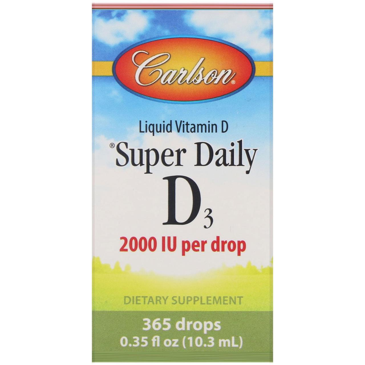 

Carlson Labs, Super Daily D3, 2000 МЕ, 10,3 мл (0,35 жидк. унции)