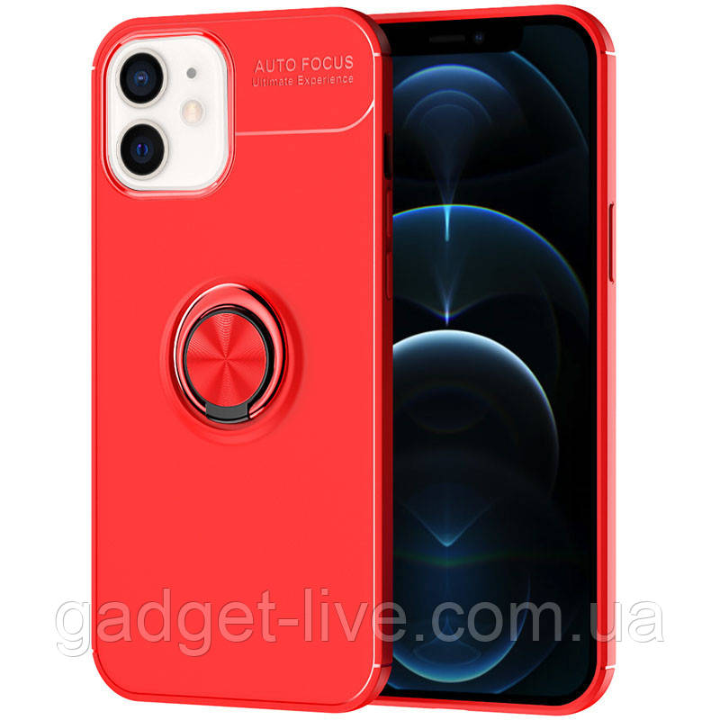 

TPU чехол Deen ColorRing под магнитный держатель (opp) для Apple iPhone 12 mini (5.4"), Красный / красный