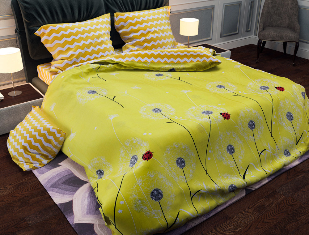 

Семейный комплект постельного белья "Ранфорс" хлопок 100% (16539), Желтый