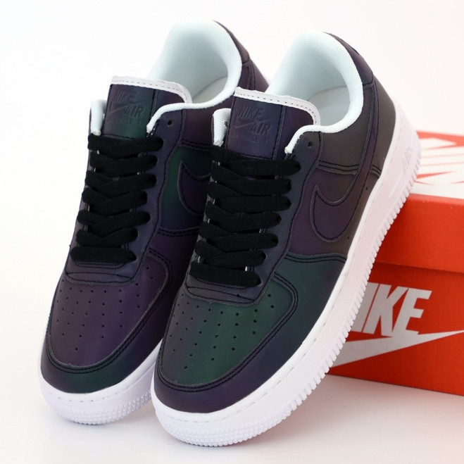 

Мужские кроссовки в стиле Nike Air Force 1 Low, кожа, баклажановый, рефлектив, Вьетнам 43 (КД-4)м2