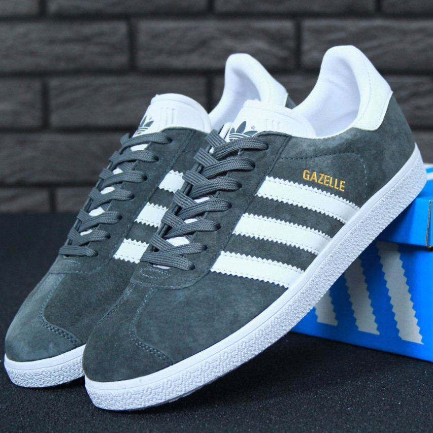 

Мужские кроссовки в стиле Adidas Gazelle OG, серый, белый, Вьетнам (КД-4)м2