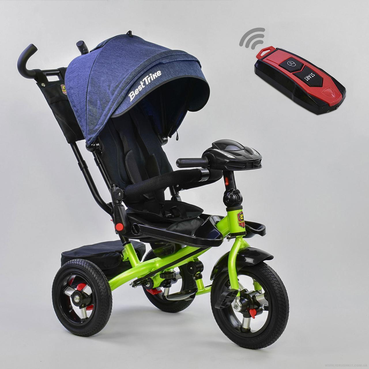 

Велосипед трехколесный с ручкой BEST TRIKE 6088 синий с салатневым
