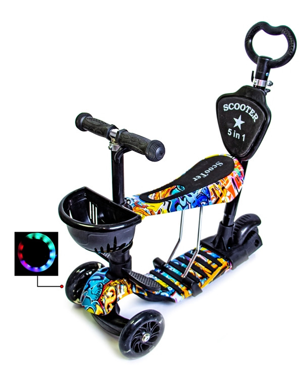 

Самокат Scooter 5in1. Graffiti (многофункциональный, Черный