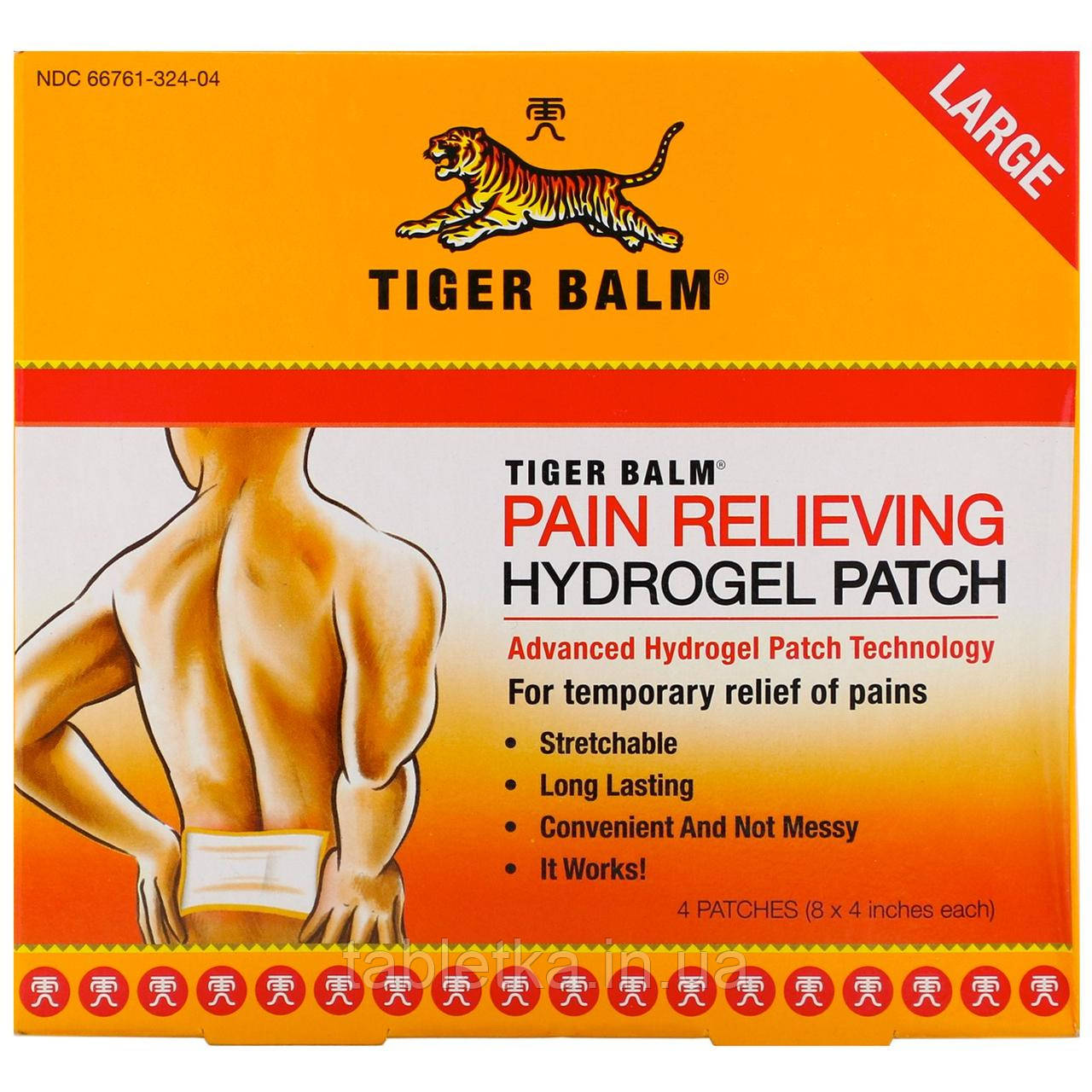 

Tiger Balm, Обезсимптомоввающий пластырь, большой размер, 4 шт. (8 x 4 дюймов шт.)