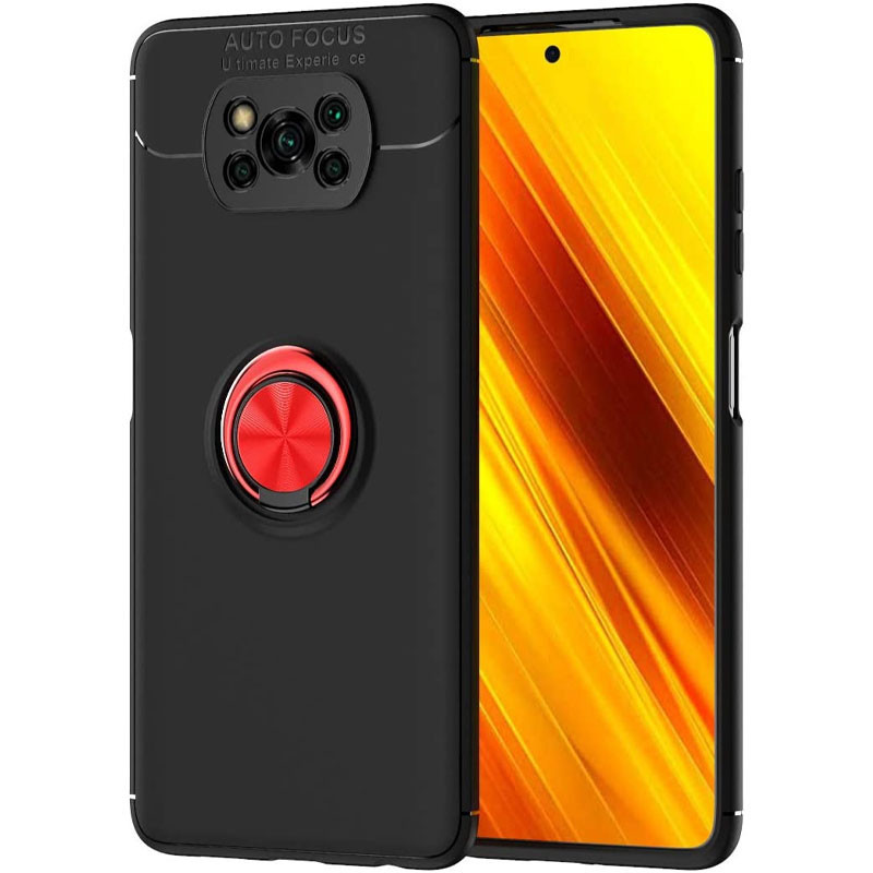 

TPU чехол Deen ColorRing под магнитный держатель (opp) для Xiaomi Poco X3 NFC Черный / Красный