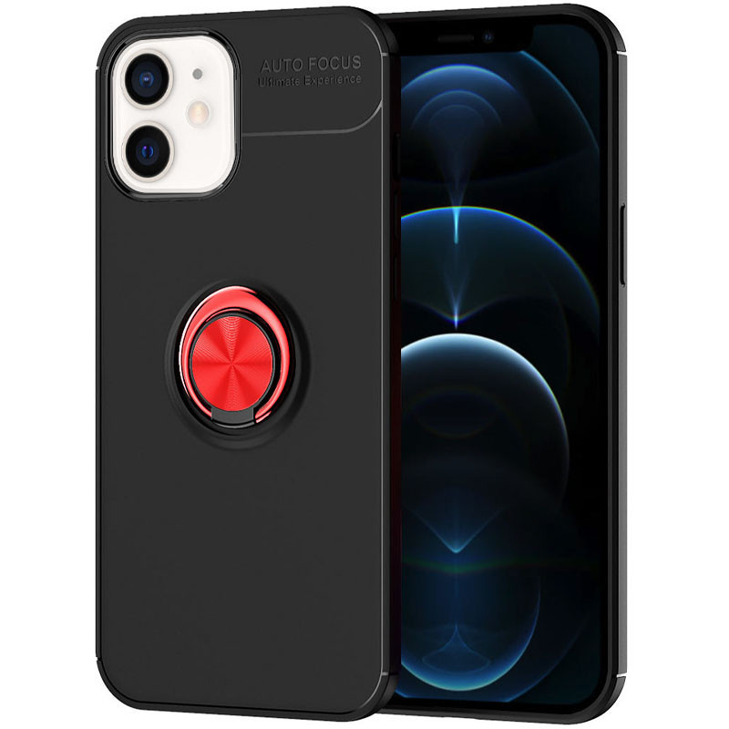 

TPU чехол Deen ColorRing под магнитный держатель (opp) для Apple iPhone 12 mini (5.4"), Черный / красный