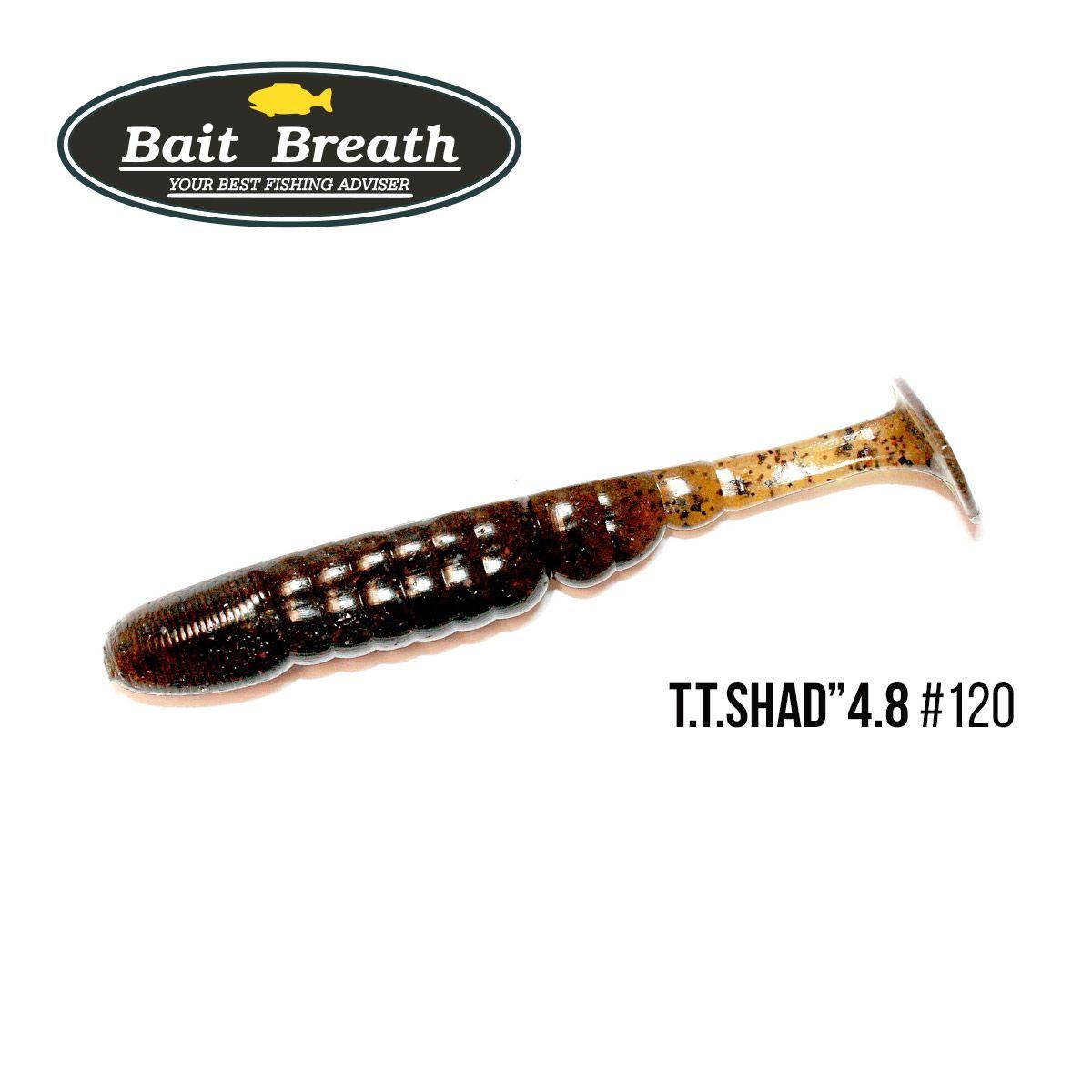 

".Приманка Bait Breath T.T.Shad 4,8" (5 шт) (120 BYS 　Green Pumpkin/Seed )