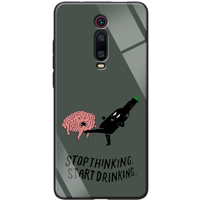 

TPU+Glass чехол ForFun для Xiaomi Redmi K20 / K20 Pro / Mi9T / Mi9T Pro, Stopthinking / серый