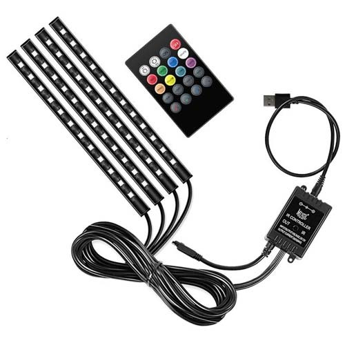 Декоративная RGB LED подсветка салона авто цветомузыка ДУ USB 5В