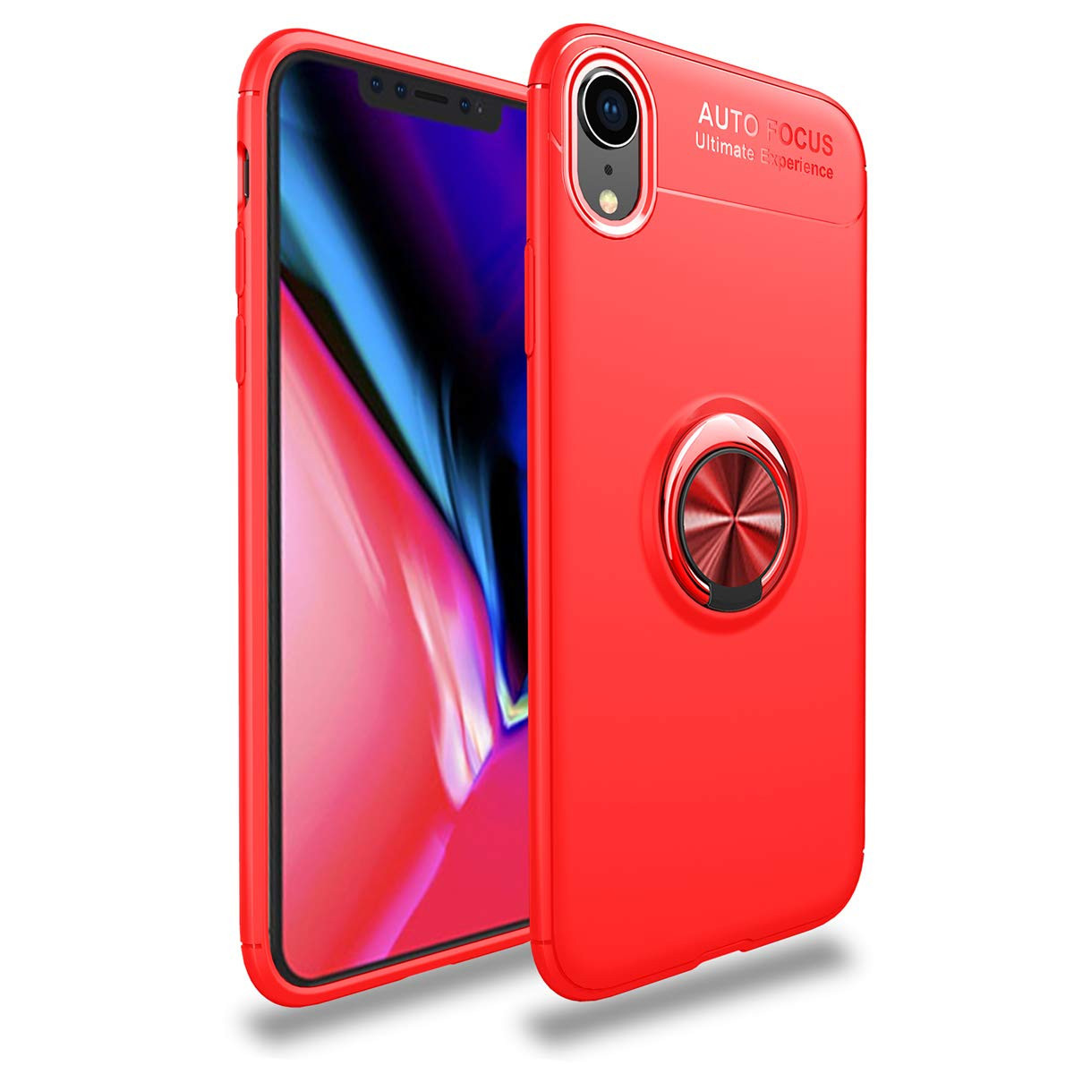 

TPU чехол Deen ColorRing под магнитный держатель (opp) для Apple iPhone XR (6.1"), Красный / красный