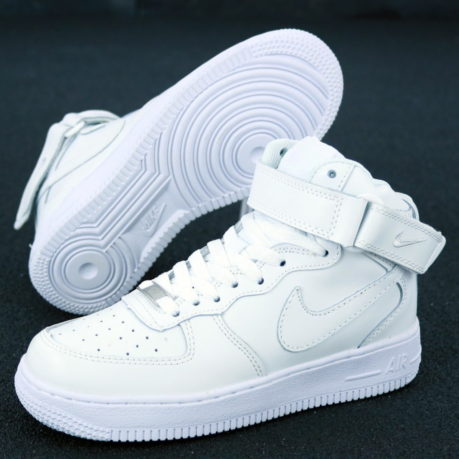 

Мужские кроссовки в стиле Nike Air Force 1 Mid, натуральная кожа, белый, Вьетнам (КД-4