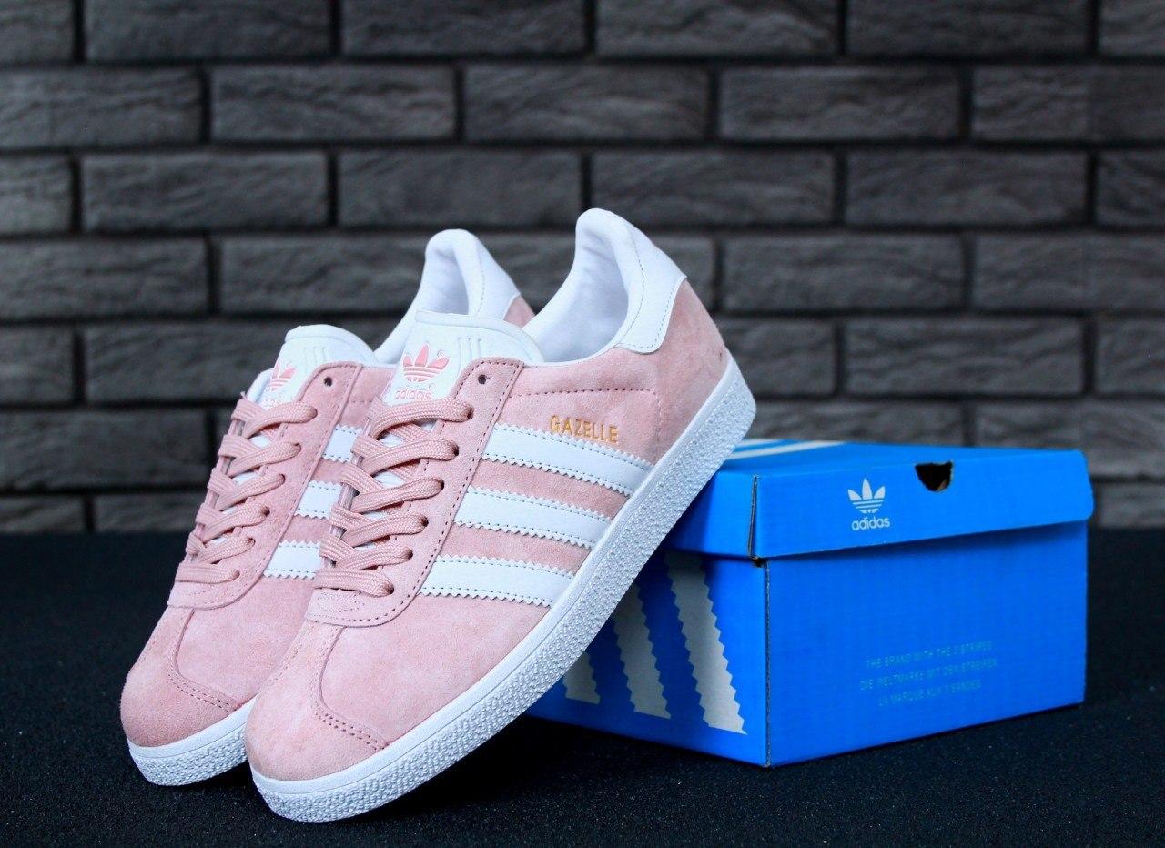 

Женские кроссовки в стиле Adidas Gazelle OG, розовый, белый, Вьетнам 39 (КД-4