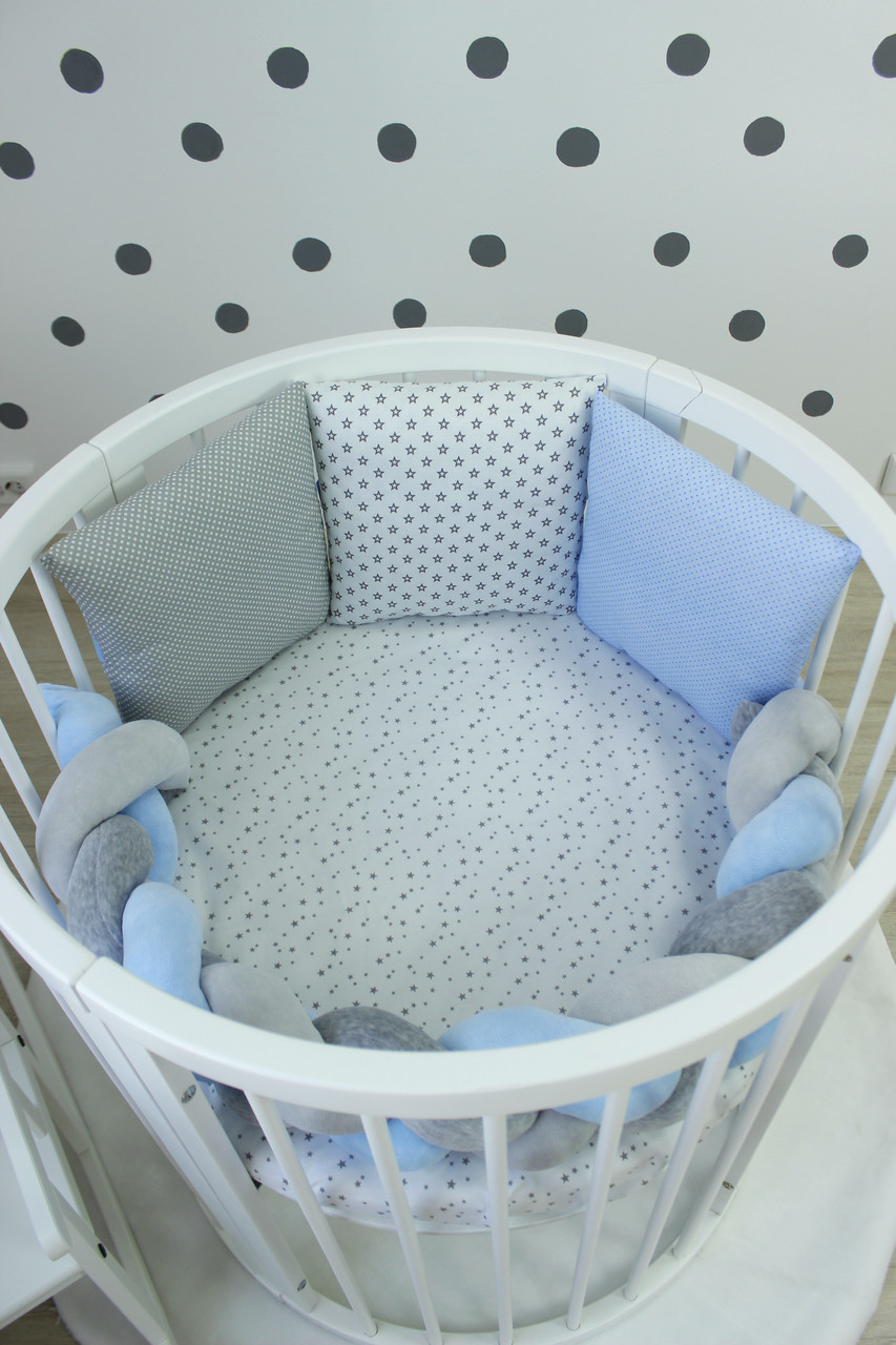 

Защитные бортики в круглую кроватку "Blue and gray" 2493