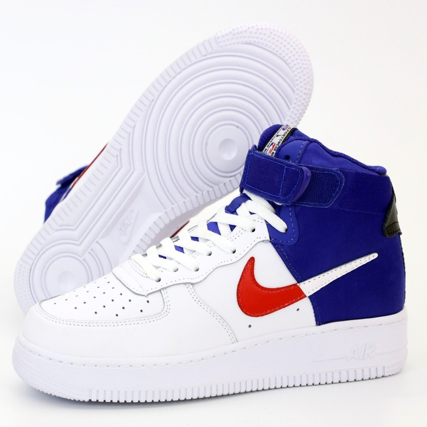 

Мужские кроссовки в стиле Nike Air Force 1 High 07 LV8, кожа, синий, белый, Вьетнам 43 (КД-4