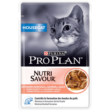 

Консервований корм Pro Plan Housecat Nutrisavour Шматочки з лососем для домашніх котів 85 гр. х 24 шт.