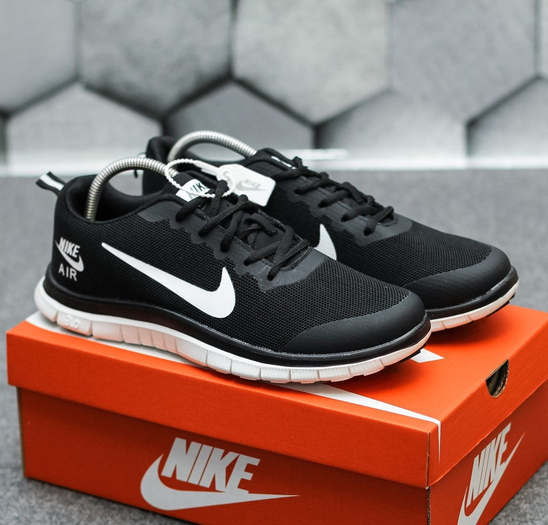 

Nike Free Run 3.0 Black White | кроссовки мужские; весенние/летние; черные/белые; дышащие; беговые, Черно-белый