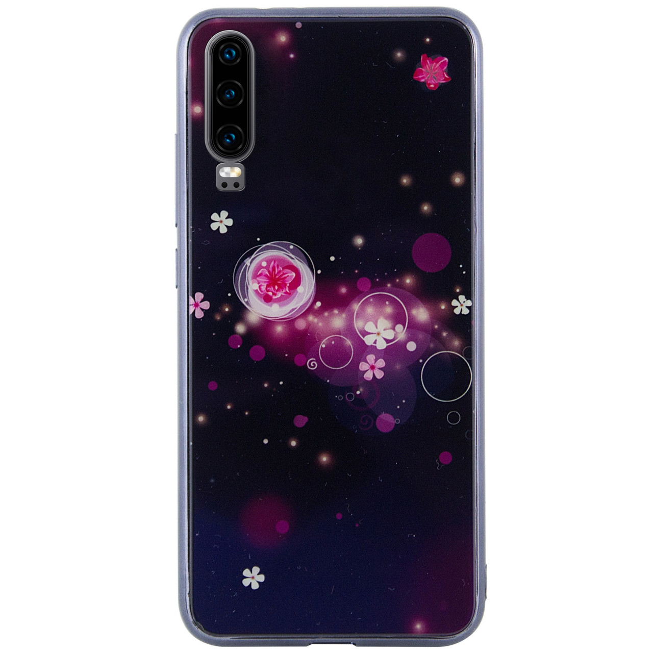 

TPU+Glass чехол Fantasy с глянцевыми торцами для Huawei P30, Пузырьки и цветы