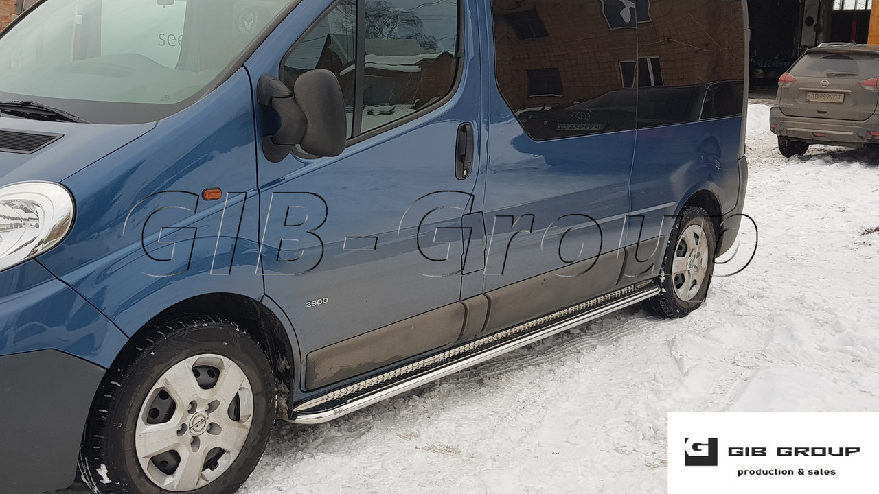 

Пороги боковые труба с листом Opel Vivaro (01-21) D42 короткая база