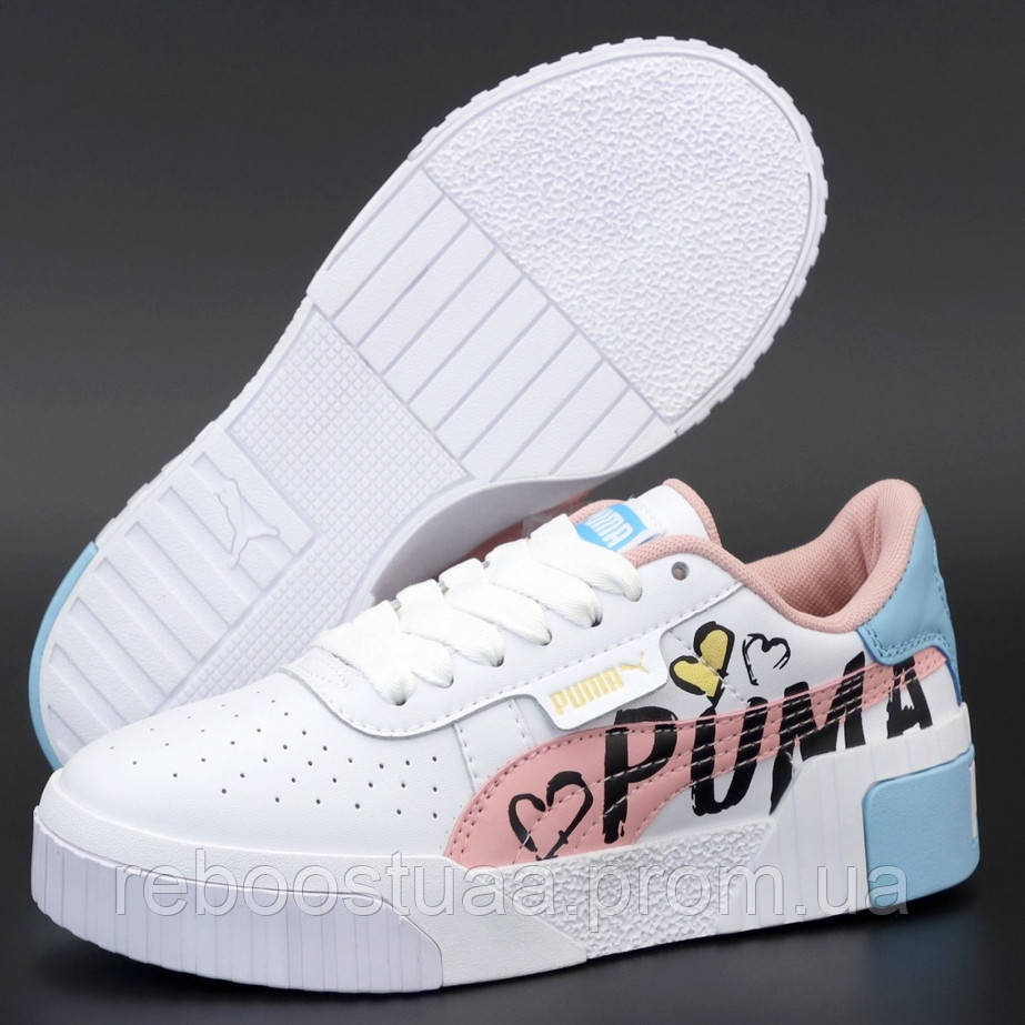 

Жіночі кросівки в стилі Puma Cali, шкіра, білий, рожевий, блакитний, В'єтнам 38, Разные цвета