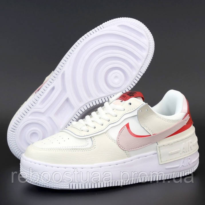 

Жіночі кросівки в стилі Nike Air Force 1 Low Shadow, шкіра, білий, червоний, жовтий, В'єтнам 40, Разные цвета