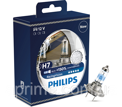 

Автолампа PHILIPS 12972RVS2 H7 55W 12V PX26d RacingVision+150%