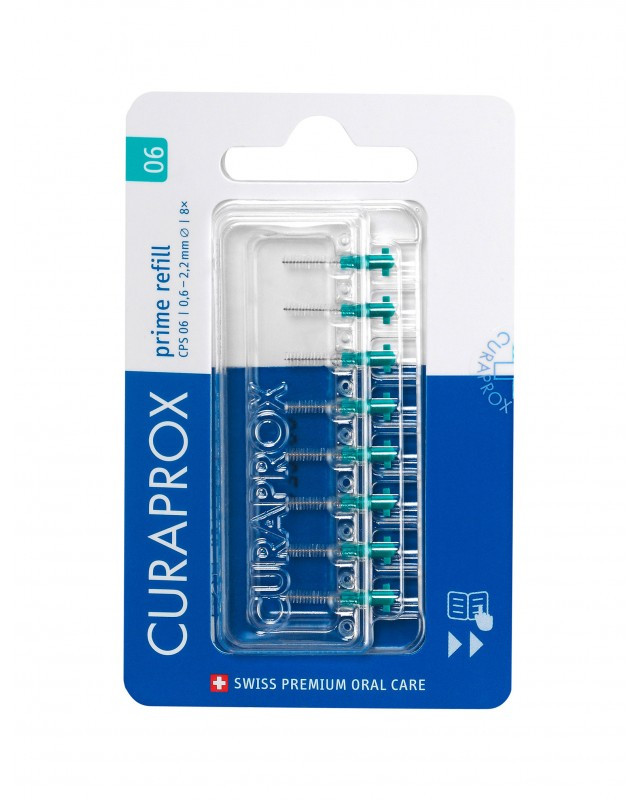 

Набор межзубных ершиков Curaprox CPS 06-8 Prime Refill d 0,6 мм, 8 шт, Бирюзовый